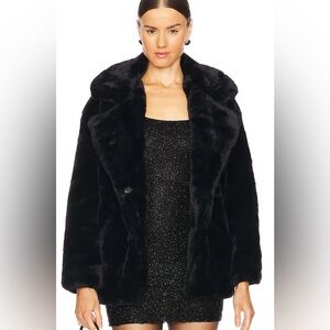 Black fur trench coat